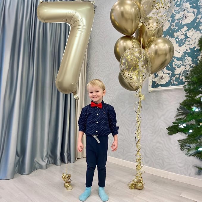 40 Inch Balloon Number 7 Metallic Gold, Large Mylar Foil Light Gold Number - Image 3