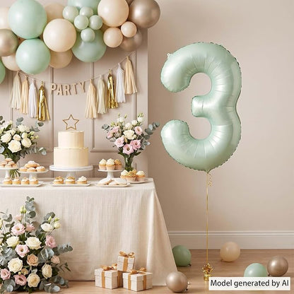 Olive Green Number 3 Balloon 40 Inch, Backdrop Sign - Image 7