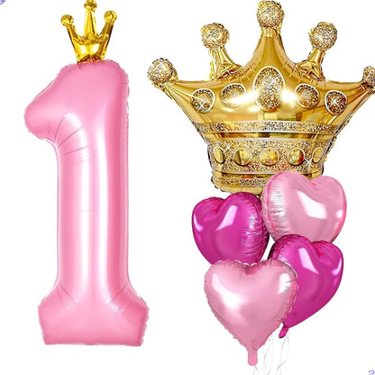 Princess 1st Birthday Party Decorations, 40 inch Large Pink Crown 1 Balloon by Unknown