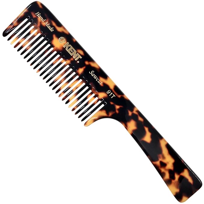 Kent 91T TY Detangler Comb for Women - Wide Tooth Hair Comb for Curly and Wavy Hair, Wet Hair Comb, Large Handle Shower Comb for Effective Detangling