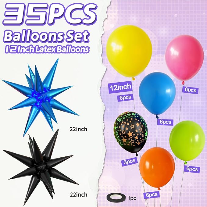 Neon Balloons, 12 Inch Colorful Balloons - Image 2