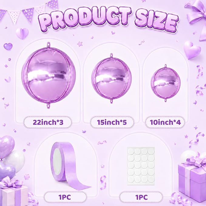 Purple Round Foil Balloons - Image 2