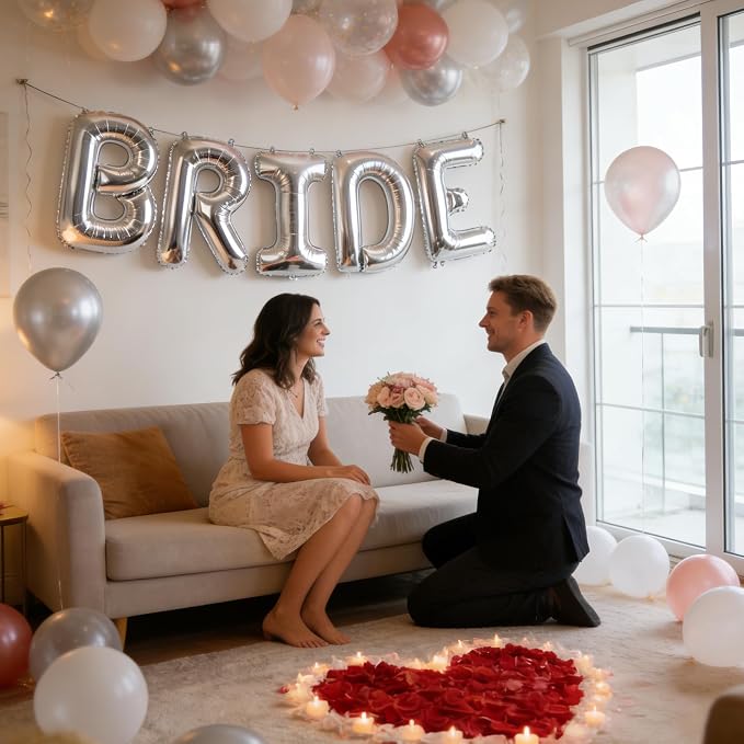 Silver BRIDE Letter Balloons 40 Inch, Big Balloons Banner - Image 5
