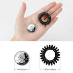 TailaiMei 30 Pcs Spiral Hair Ties, No Crease Coil Phone Cord Hair Ties for Thick Hair - Women Ponytail Holder Elastics(Black&Transparent)