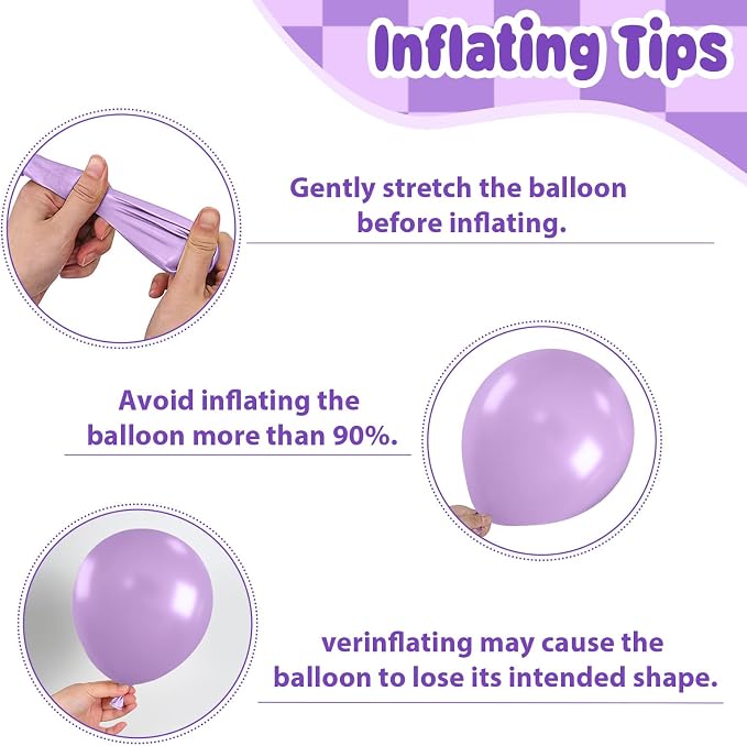 Paready 60pcs Metallic Gold Purple Balloons Set, 12 Inch Pastel Purple - Image 7