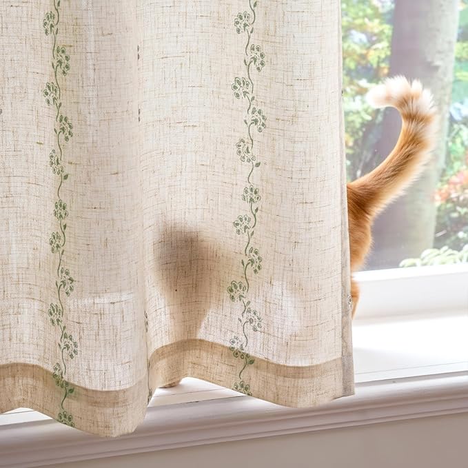 Cathy Linen Floral Curtains 63 inch Length - Image 6