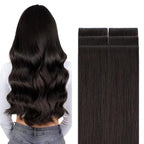 GOO GOO Invisi Edge Tape in Hair Extensions Human Hair, 2 Dark Brown, 6pcs 14inch 15g, Virgin Remy Hair, Seamless Injected Tape, Natural Look