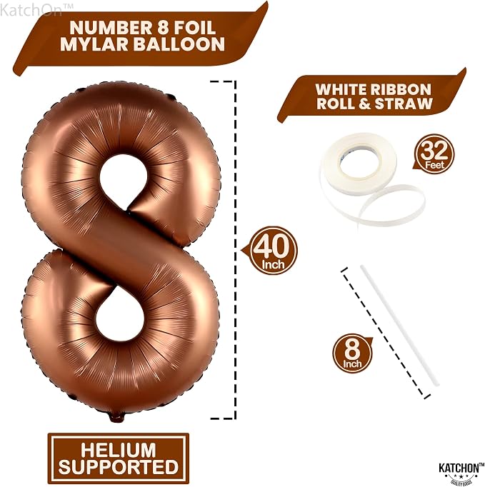 KatchOn, Coffee Brown 8 Balloon Number - Image 4