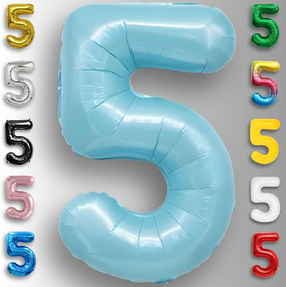 Candy Blue Number Balloon 5 Mylar Foil Balloons 32 inch - Image 5
