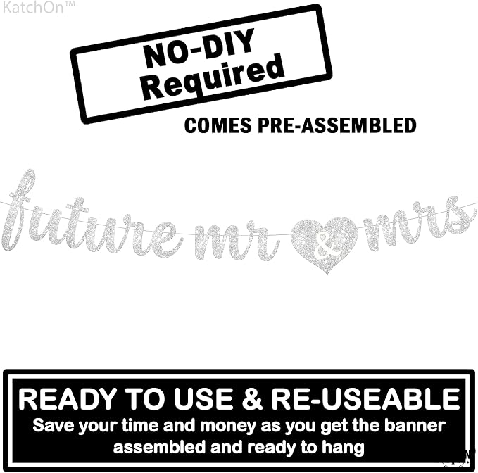 KatchOn Glitter Future Mr & Mrs Banner 10 Ft, Engagement Party Decorations | - Image 4