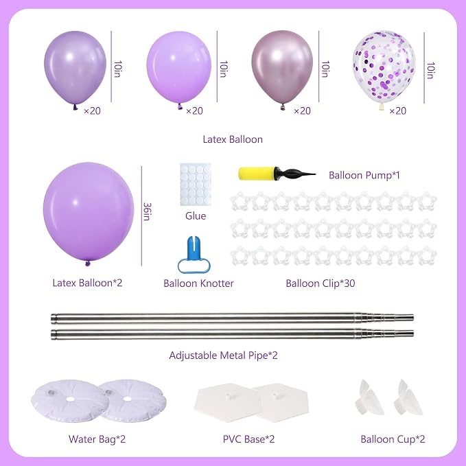 Purple Balloon Column Stand Kit of 2 - Image 3