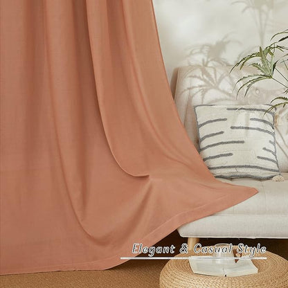 NICETOWN Thick Linen Terracotta Curtains 54 inch Length, Grommet Linen Burlap - Image 6