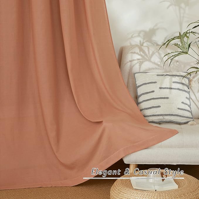 NICETOWN Flax Linen Terracotta Curtains - Image 6
