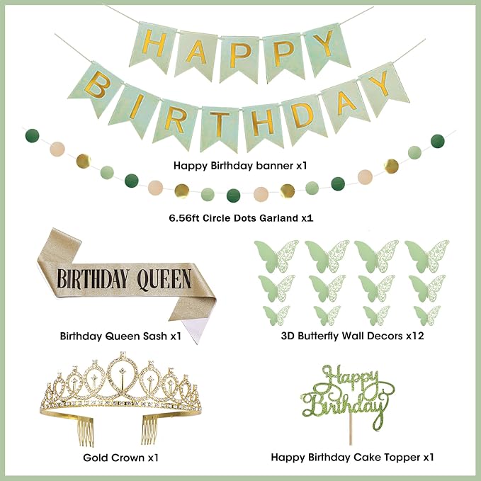 Amandir Sage Green Birthday Decorations - Image 4