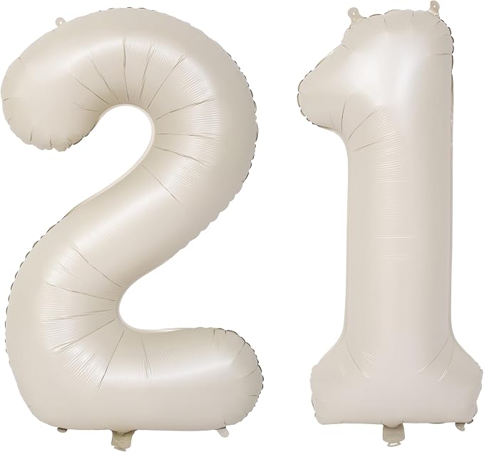 40 In Cream white Number Balloons Helium Foil Mylar Balloon Digital 21 | by Exquisitehighqualitypartydecorationstomeetyoureveryneed%EF%BC%81