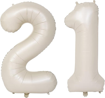 40 In Cream white Number Balloons Helium Foil Mylar Balloon Digital 21 | by Exquisitehighqualitypartydecorationstomeetyoureveryneed%EF%BC%81