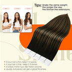 Full Shine Ombre Tape in Extensions Human Hair Color Balayage 1B/6/1B Hair Extensions Tape ins Invisible Tape ins Human Hair Extensions 16 Inch Seamless Straight Extension 50Gram 20Pcs for Party