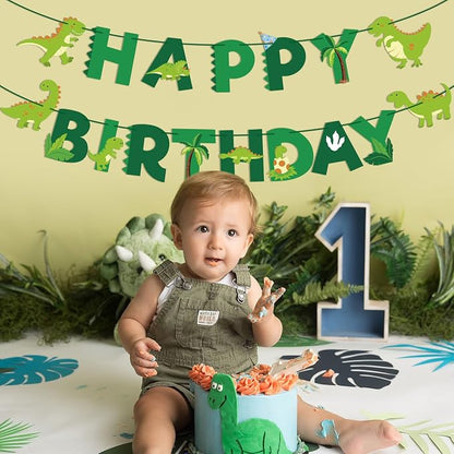 Dinosaur Happy Birthday Banner Cute Dinosaur Party Banner Green Dinosaur - Image 6