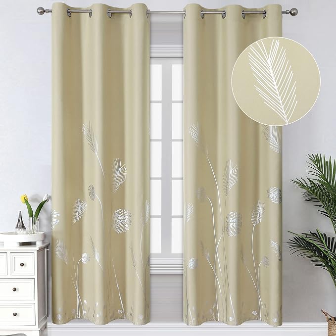 Blackout Curtains Silver Palm Tree Curtains Energy Saving Curtains Room by ESTELARTEXTILER
