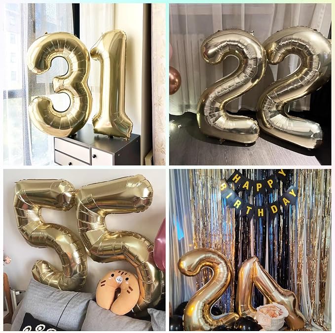 Light Gold 13 Number Balloons 40 Inch White Gold Giant 31 Foil Mylar Helium | - Image 6