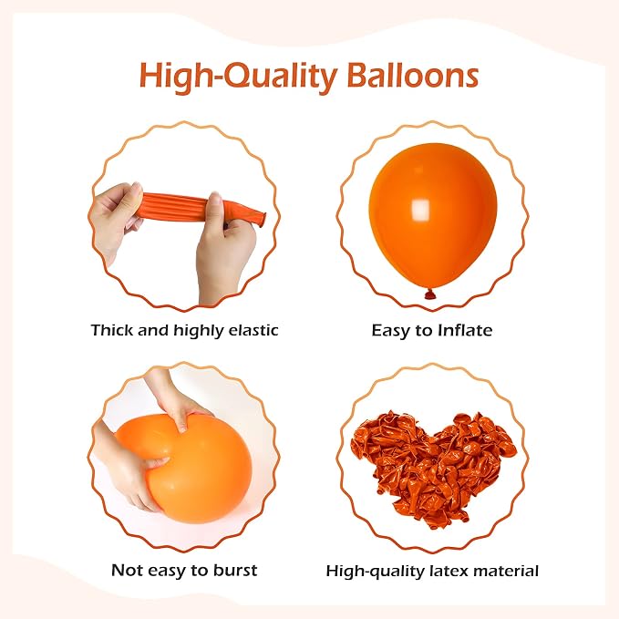 FOTIOMRG 110pcs Orange Balloon Garland Arch Kit, 18 12 10 5 inch Orange Latex - Image 3