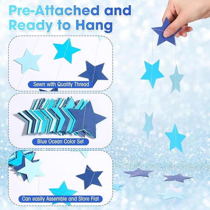 Patelai Glitter Star Garland Banner 2026 Graduation Decor 130 Feet Star Hanging - Image 3