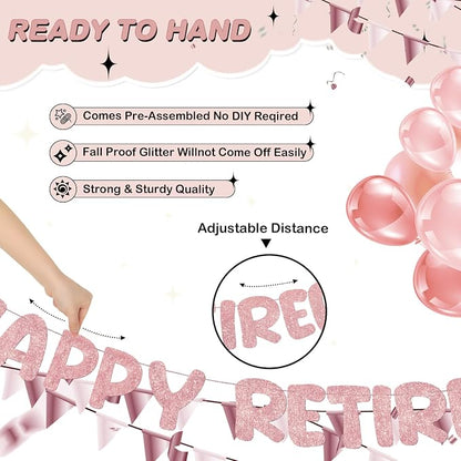 Fulmoon Pre Strung Happy Retirement Banner Glitter Retirement Sign Funny - Image 3