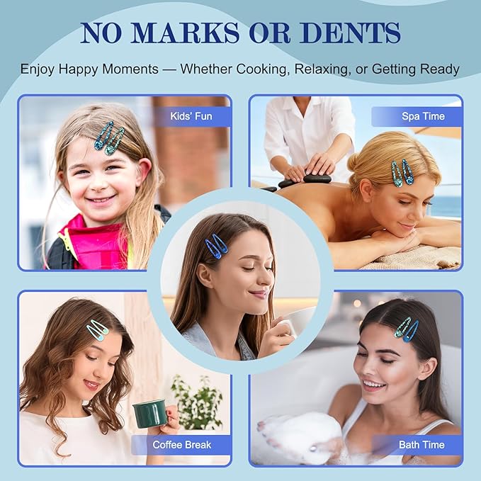 Ocean Blue Snap Hair Clips by FLAREANN – 36 PCS 2 Inch Non-Slip Metal Barrettes for Girls & Women in Glitter, Shimmer & Glossy Finishes – Cool Blue Hair Accessories for Everyday Styling