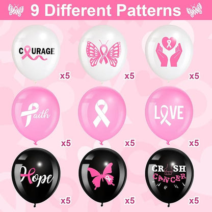 Tiamon 45 Pcs Breast Cancer Awareness Balloons Breast Cancer Party Supplies - Image 2