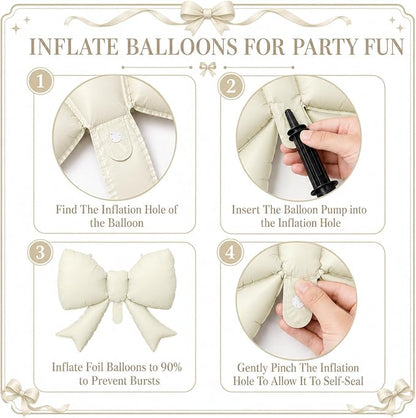 8Pcs Pink White Bow Foil Balloons, 21Inch Pink and White Bow Shaped Balloons - Image 7