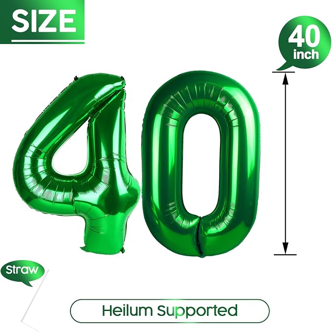 40 Balloon - Green Birthday Number Balloons, 40 Inch Decorations Men Women | - Image 5