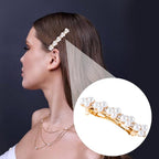 2 Pcs Pearl Hair Clips, Pearl-Embellished Barrette, Elegant Rhinestone Pearls Barrettes for Women, Party, Wedding, Daily Use, Graduation (Gold)