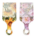 2 Pcs Afro Pick Comb for Natural Curly Hair,Portable Styling Hair Pick for Travel,Anti-Static,Cute Afro Comb for Women Men and Girls(Yellow-T10)