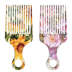 2 Pcs Afro Pick Comb for Natural Curly Hair,Portable Styling Hair Pick for Travel,Anti-Static,Cute Afro Comb for Women Men and Girls(Yellow-T10)