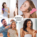 Detangling Brush for Women's Afro American/African 3a to 4c Kinky, Wavy, Curly, Coily Hair - Knots Detangler and Scalp Massage Comb for Wet/Dry/Oil/Thick/Long Hair (2 pcs, Purple-Green)