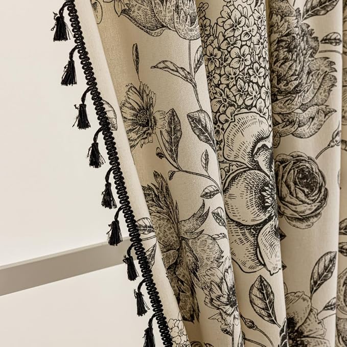 F-CHU Boho Curtains for Living Room 96 Inch Length French Country Floral Drapes by F-CHU