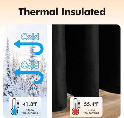 MIULEE Velvet Curtains Halloween Black 52 x 96 Inch Length Set of 2 | Grommet - Image 5