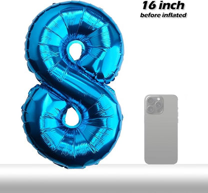 20 Pcs Blue 16" Number Balloons 2 Sets 0-9 Foil Balloon Numbers Décor | Glossy - Image 5