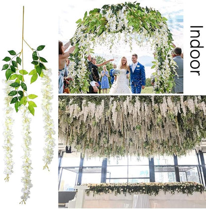 12Pcs Artificial Wisteria Flowers 3.6 Feet/Piece White Dense Artificial Fake - Image 5