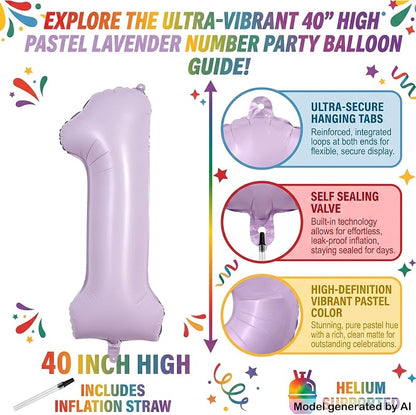 40" Pastel Purple Foil Number 10 Balloon - Image 2