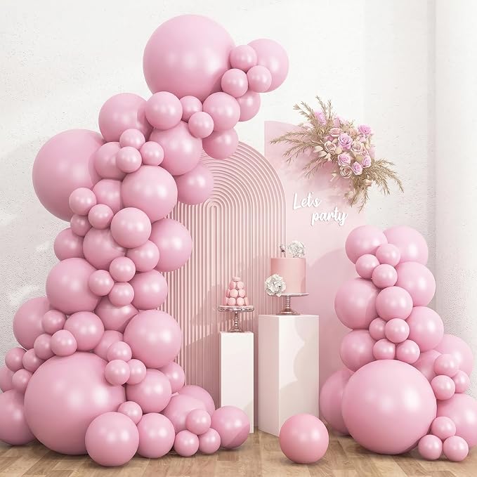 RUBFAC Pink Balloons 135pcs Light Pastel Pink Balloon Different Sizes 18 12 10 by RUBFAC