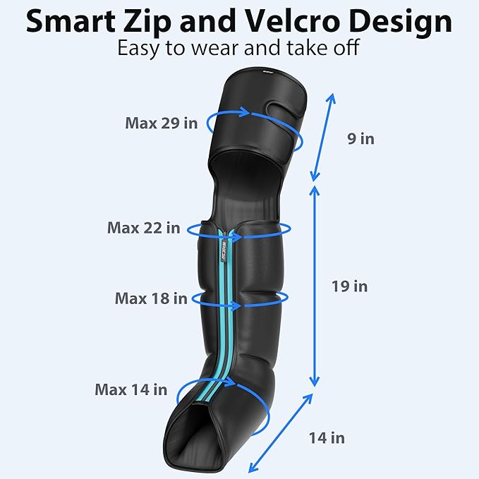 CINCOM Leg Massager for Circulation and Pain Relief, Air Compression 3 in 1 Leg Massager for Foot Calf & Thigh, Leg Compression Boots for Recovery, Edema, RLS Relief