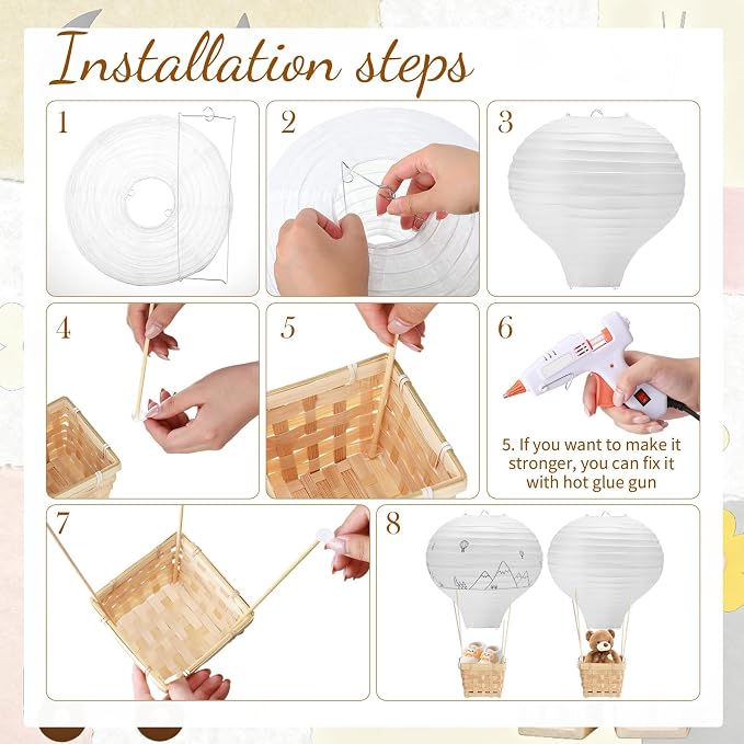 Meooeck 8 Sets Hot Air Balloon Tables Centerpieces, 11.8'' Paper Lantern Party - Image 4