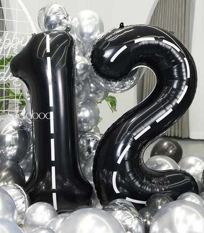Race Car 40 Inch Black 12 Big Large Helium Balloon Number 0-9 | Track Giant - Image 4