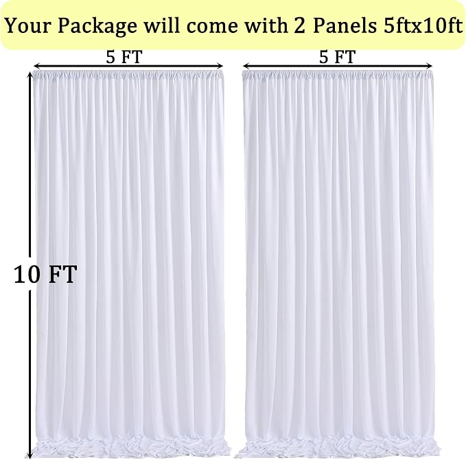 NSSONBEN 10x10 ft Wrinkle Free White Backdrop Curtains - Image 6