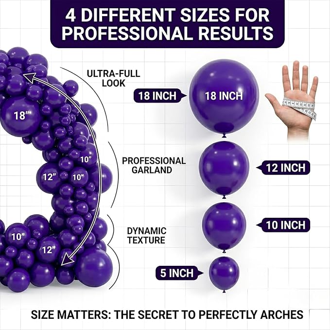 114pcs Dark Purple Balloons, 18 12 10 5 Inch Different Sizes Balloon | Balloons - Image 5