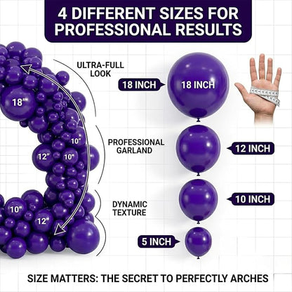 114pcs Dark Purple Balloons, 18 12 10 5 Inch Different Sizes Balloon | Balloons - Image 5