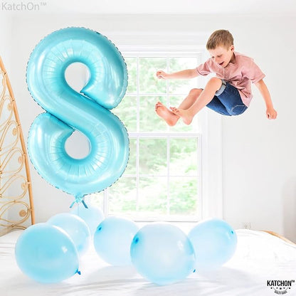 KatchOn, Giant Light Blue Number 8 Balloon - Image 8