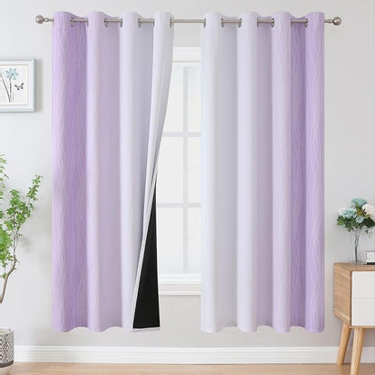 Lilac and Greyish White Gradient Blackout Curtains by ESTELARTEXTILER