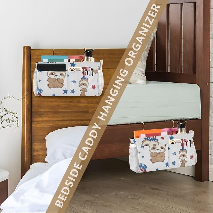 Bedside Caddy Metal Frame Hanging Organizer Bunk Bed Dorm Accessories Hook And - Image 7
